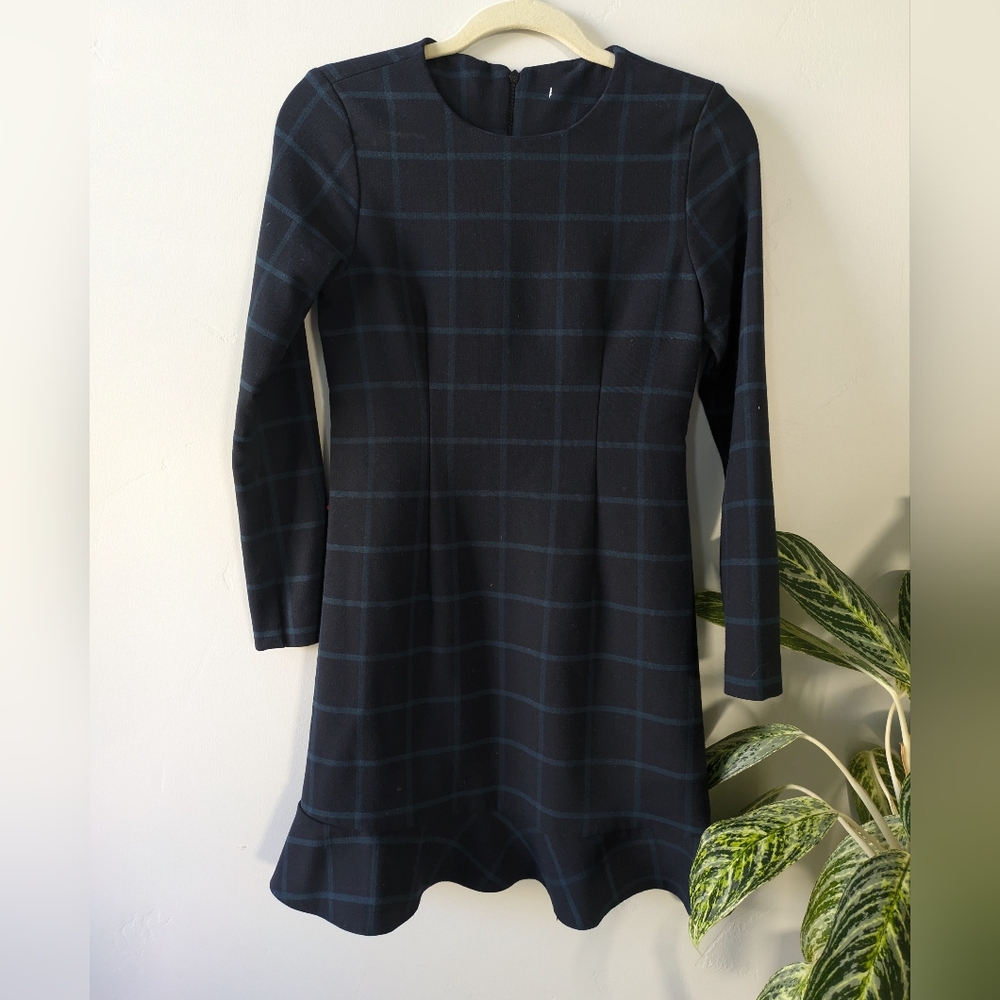 Zara Navy Checkered Dress